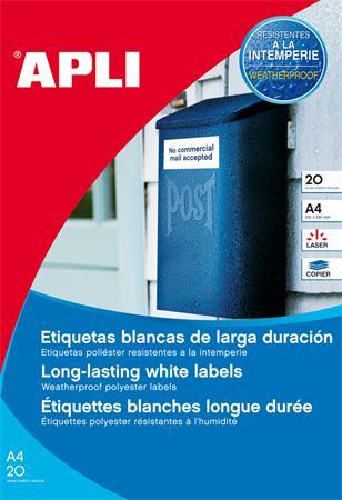 Etikety, 99,1x67,7 mm, polyester, odolné voči poveternostným podmienkam, oblé rohy, APLI,