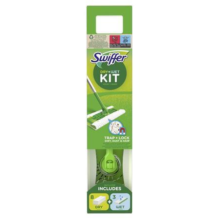 Súprava štarter, mop, s mokrými a suchými náhradnými hlavicami, SWIFFER "Sweeper" 1