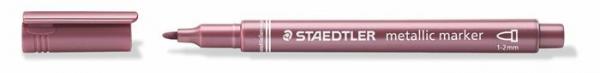 Dekoračný popisovač, 1-2 mm, kužeľový hrot, STAEDTLER, metalická červená