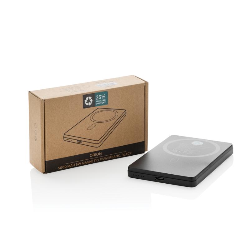 Magnetická powerbanka Orion 5000mAh 5W z RCS hliníka čierna 10