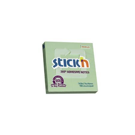 Samolepiaci poznámkový blok, 76x76 mm, 100 listov, STICK N, zelená 6