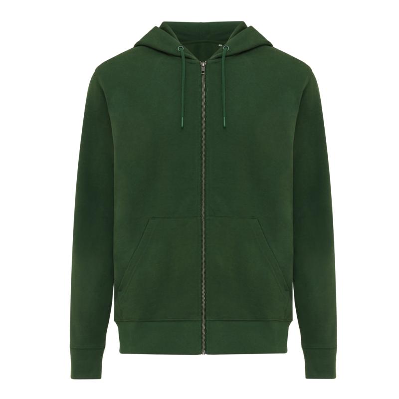 Mikina na zips s kapucňou IQONIQ Abisko z recykl. bavlny forest green L 1