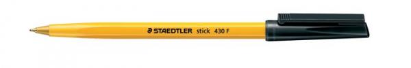 Guľôčkové pero, 0,3 mm, s vrchnákom, STAEDTLER "Stick 430 F",čierne 2