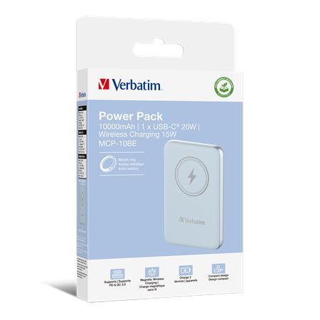 Prenosná batéria, bezdrôtové nabíjanie, 10000 mAh, VERBATIM "MCP-10, modrá 3