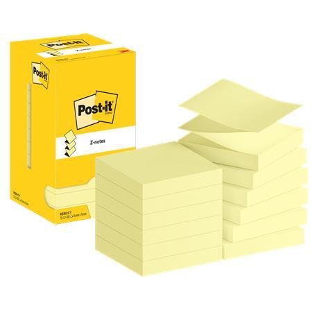 Samolepiaci bloček, "Z", 76x76 mm, 12x100 listov, 3M POSTIT "Super Sticky", žltá