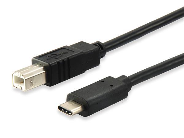 Prevodný kábel, USB-C-USB-B 2.0, 1m, EQUIP 1