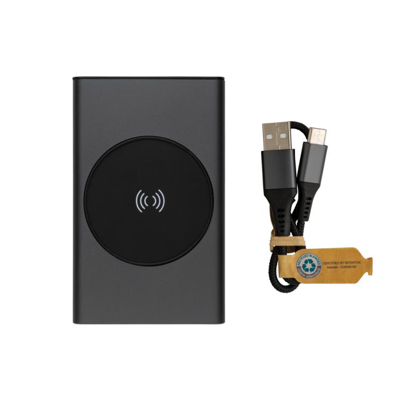 Powerbanka Terra 5000mAh s 5W Qi z RCS rec. hliníka a ABS sivá 6