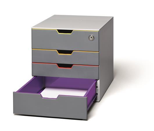 Zásuvkový box, plastový, 4 zásuvky, 1 uzamykateľná zásuvka, DURABLE "VARICOLOR® SAFE" 3
