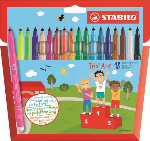 Fixky, sada, 0,7 mm, STABILO "Trio A-Z", 18 farieb 1