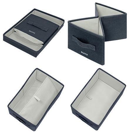 Úložný box, textilný, rozmer S, LEITZ "Fabric", zamatová sivá 5