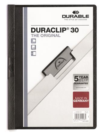 Rýchloviazač, s klipom, A4, DURABLE "DURACLIP® 30", čierna