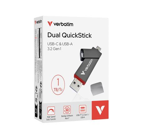 USB kľúč, 1TB, USB-A/C 3.2 Gen1, VERBATIM "Dual QuickStick", čierny 4