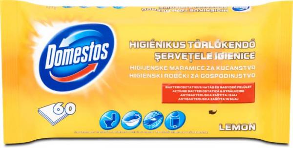 Vlhčené utierky, 60 ks, DOMESTOS "citrón"