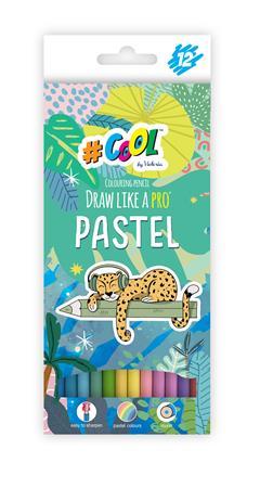 Farebné ceruzky, sada, okrúhle, COOL BY VICTORIA, 12 pastelových farieb 1
