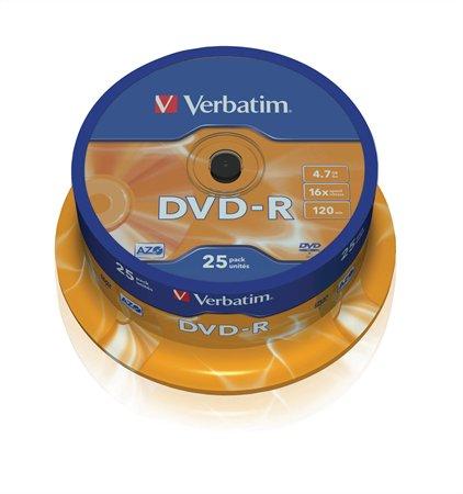 DVD-R disk, AZO, 4,7GB, 16x, 25 ks, cake box, VERBATIM 1