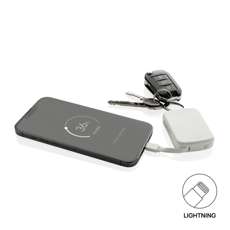 Nexo RCS kľúčenka s powerbankou 2000 mAh a int. káblami biela 4