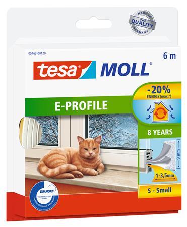 Samolepiaca tesnenie s profilom E, 9 mm x 6 m, TESA "tesamoll® E profil", biela 1