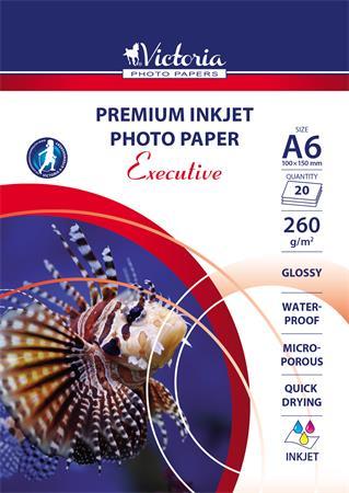 Fotopapier, do atramentových tlačiarní, 10x15 cm, 260 g, vysokolesklý, VICTORIA "Executive