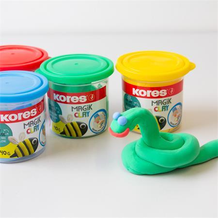 Plastelína,160 g, schnúca na vzduchu, 4 farby, KORES "Magic Clay" 6
