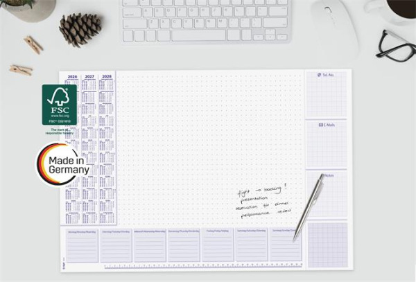 Podložka na stôl, 595x410 mm, trojročné a týždenné kalendárium, SIGEL 5