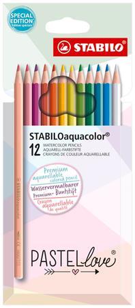 Akvarelové ceruzky, sada, STABILO "Aquacolor Pastellove", 12 rôznych farieb 1