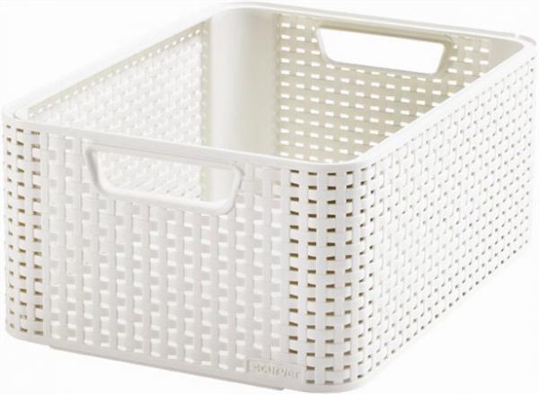 Odkladací box, s efektom rattanu, 18 l, béžový, CURVER