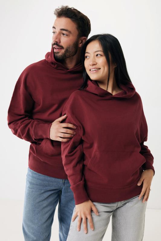 Mikina s kapucňou IQONIQ Yoho relaxed fit z recykl. bavlny vínovo červená XL 4