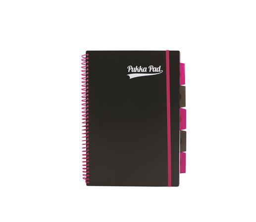 Špirálový zošit, AA, linajkový, 100 strán, PUKKA PAD, "Neon black project book" 2