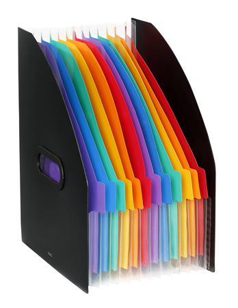 Zakladač, harmonikový, PP, 12 diely, VIQUEL, "Rainbow Class", čierny 1