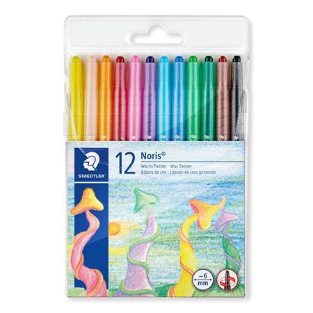 Voskovky, vysúvateľné, STAEDTLER "Noris Club", 12 rôznych farieb