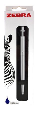 ZEBRA Guľôčkové pero, 0,24 mm, stláčací mechanizmus, klip striebornej farby, strieborné telo per 2
