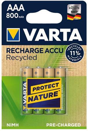 Nabíjateľná batéria, AAA mikrotužková, recyklovaná, 4x800 mAh, VARTA 1
