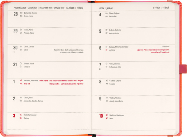 NOTIQUE Planbook diár/notes Korál 2027, 13 x 21 cm 1