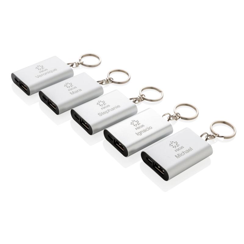 Klíčenka s powerbankou 1 000 mAh strieborná 6