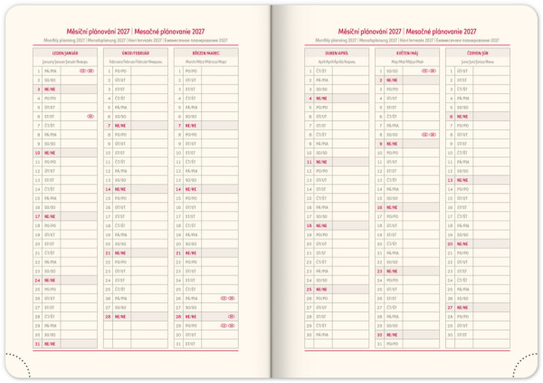 NOTIQUE Denný diár Twill 2026, modro-zlatý, 15 x 21 cm 7