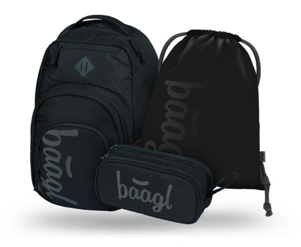 BAAGL SADA 3 Coolmate Black: batoh, peračník, vrecko