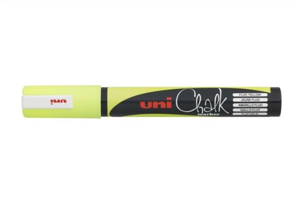 Kriedový popisovač, 1,8-2,5 mm, UNI "PWE-5M", fluor žltý 1