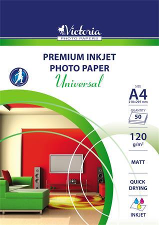 Fotopapier, pre atramentovú tlač, A4, 120 g, matný, VICTORIA "Universal" 1