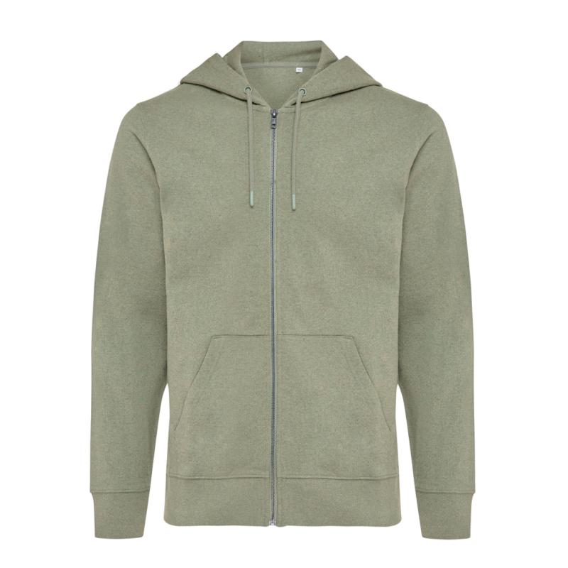 Mikina na zips s kapucňou IQONIQ Abisko z recykl. bavlny heather green S 1