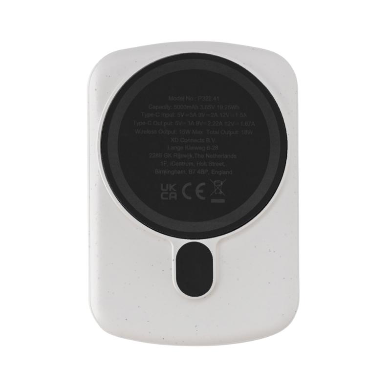 Magnetická powerbanka 5000mAh MagBoost z RCS recykl. plastu biela 4
