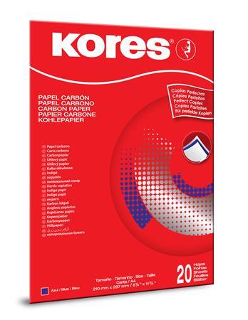 Uhľový papier, A4, ručný, KORES, 20 listov, modrá 1