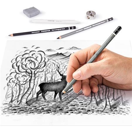 Grafitová ceruzka, so strúhadlom, s gumou, STAEDTLER "Design Journey Mars Lumograph", 6 rô 3
