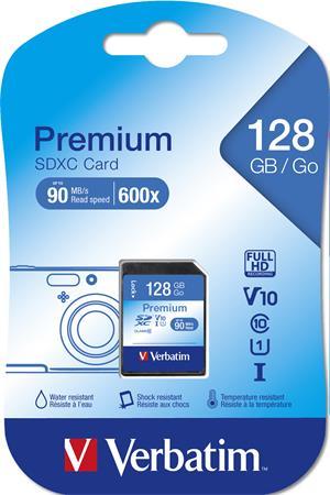 Pamäťová karta, SDXC, 128GB, CL10/U1, 90/10 MB/s, VERBATIM "Premium" 1