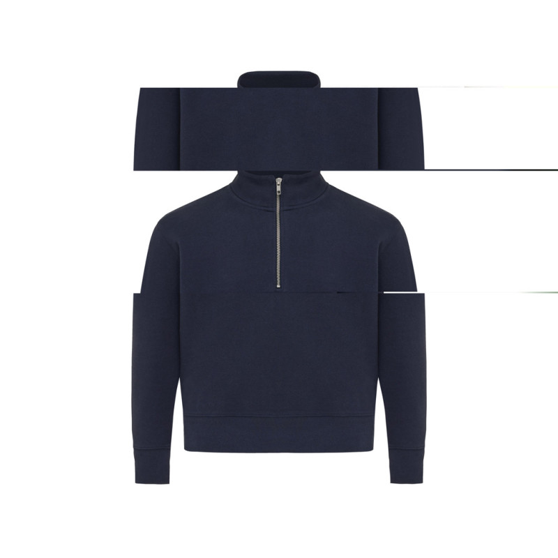 IQONIQ Elgon sveter s krátkym zipsom z recyklovanej bavlny námornícka modrá XXS