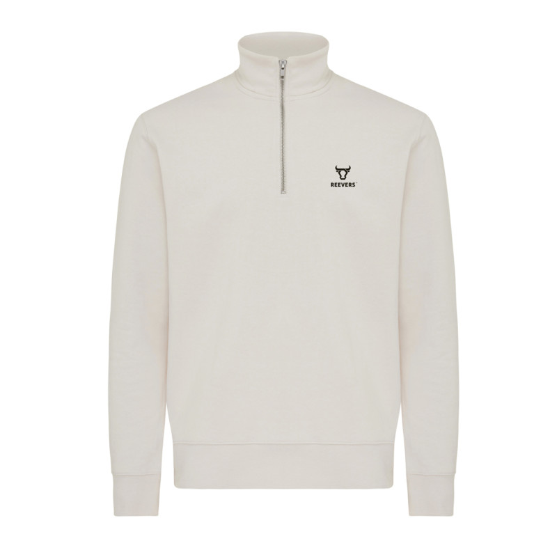 IQONIQ Elgon sveter s krátkym zipsom z recyklovanej bavlny ivory white XXL 3