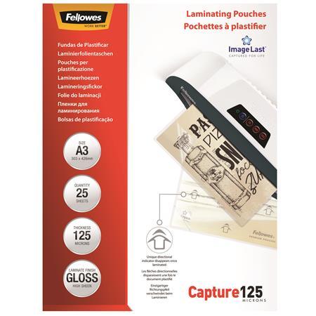 Laminovacia fólia, 125 mikr., A3, lesklá, 25 ks, FELLOWES 1