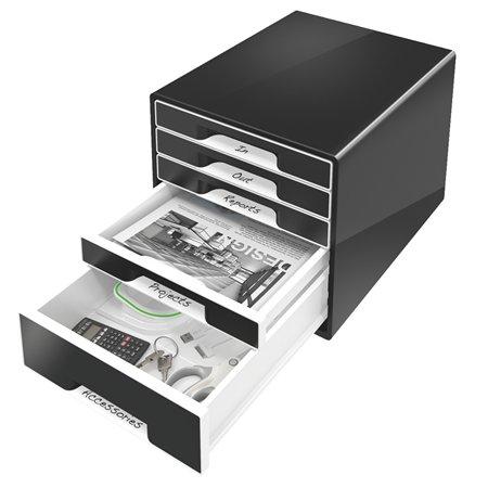 Zásuvkový box na dokumenty, plastový, 5 zásuviek, LEITZ "Cube", čierny 2