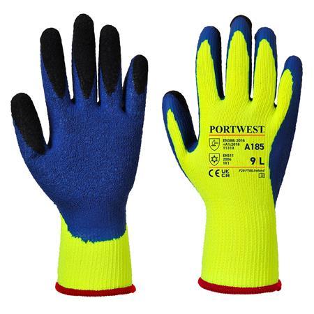 . Ochranné rukavice, latex, veľkosť: XL "Duo-Therm", žlté-modré 1