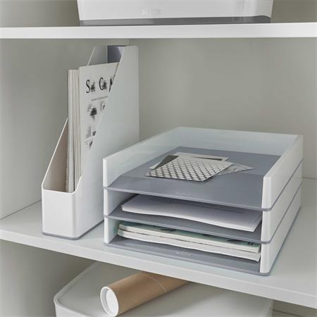Zakladač, plastový, 73 mm, dvojfarebný, LEITZ "Wow",  biely 3