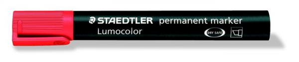 Permanentný popsiovač, zrezaný hrot, STAEDTLER "Lumocolor 350", červený 1